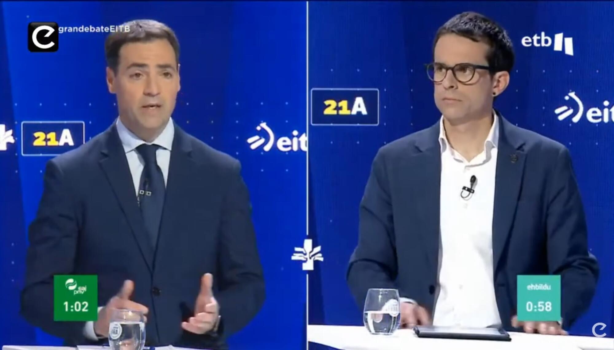 Imanol Pradales y Pello Otxandiano, en el debate de ETB2